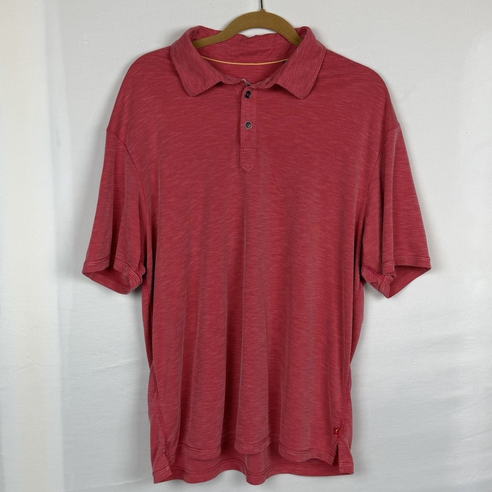 Tommy Bahama Polo Shirt XL Pink IslandZone Textured Casual Resort Golf